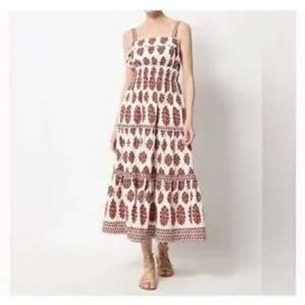 NEW OMIKA Monroe midi dress in adia peach Women's Size Large